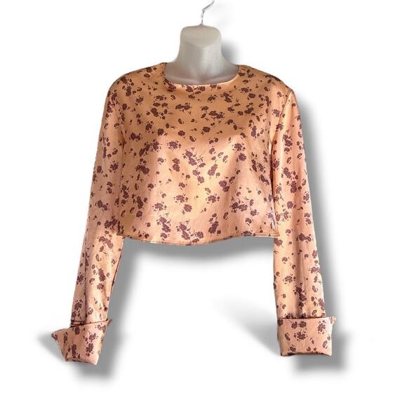 Zara satin gold floral crop top - Picture 2 of 7